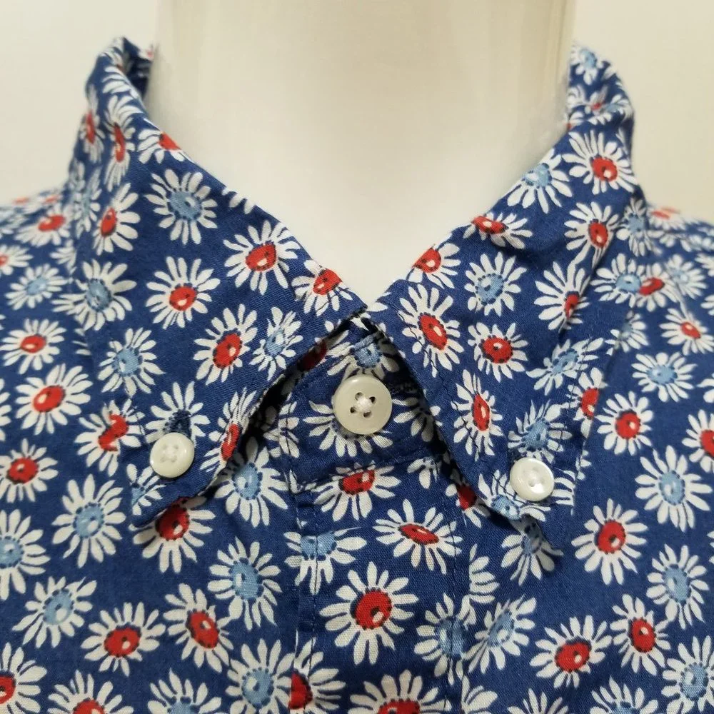 J.Crew shirt Large Short-sleeve Stretch Slub Cotton Shirt Daisy Print floral